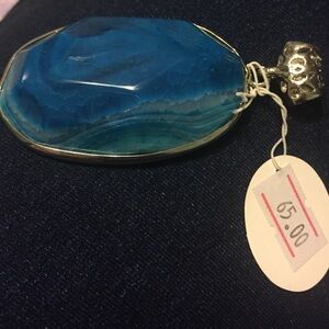 Boho healing Blue stone necklace pendant beautiful